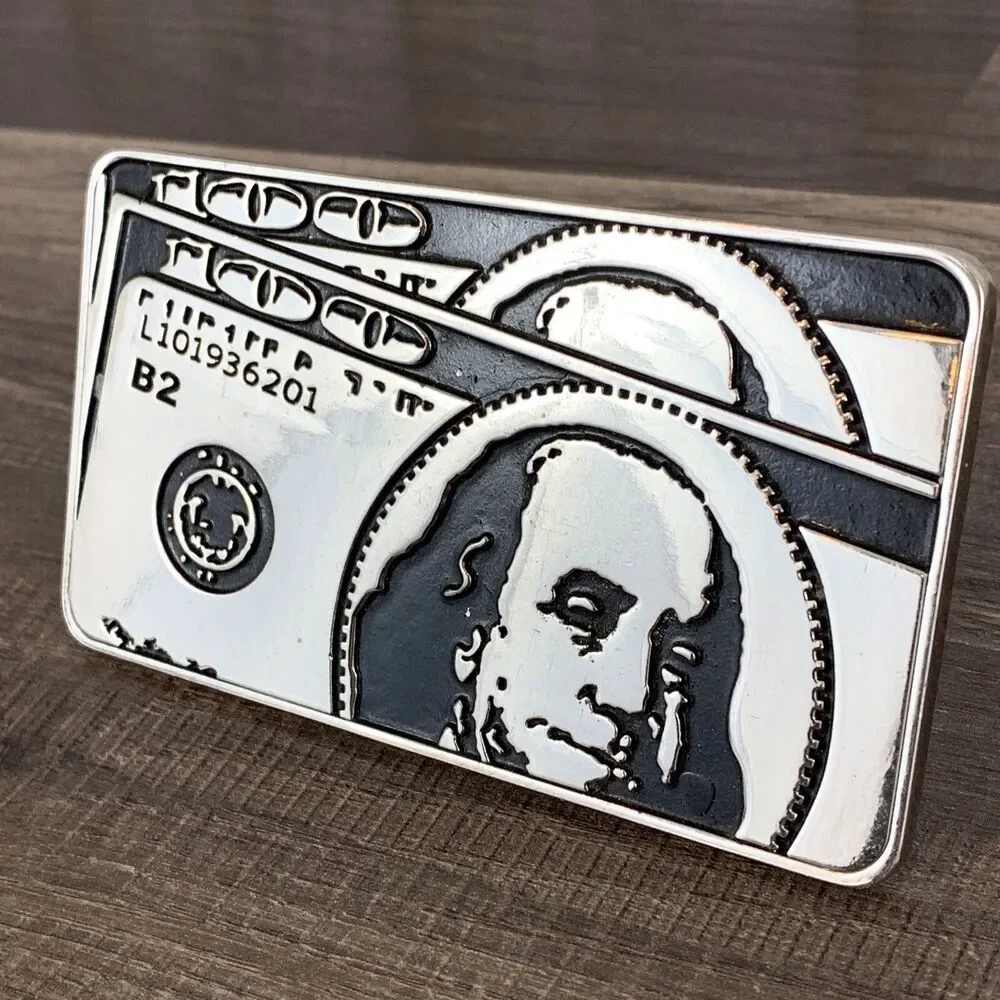 Hundred Dollar Bill $100 Belt Buckle Silver Hundi Westside CA MONEY MONEY MONEY